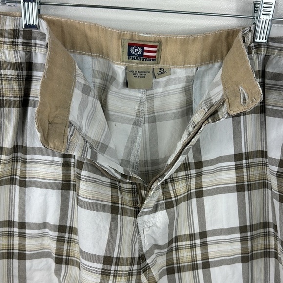 Phat‎ Farm Men's 36 Cargo Short Brown Yellow Plaid 100% Cotton Inseam 11" - Picture 4 of 11